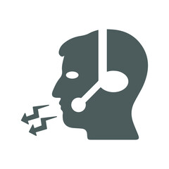 Call center, helpline operator icon. Gray color vector graphics.