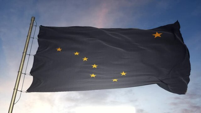 Alaska US State grunge flag. United States of America Alaska dirty flag with highly detailed fabric texture