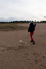 walking on the beach