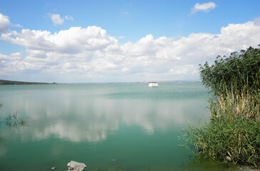Colorful sunset in the reserve of vaya lake near Burgas sity.