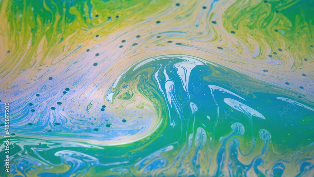 Poster psychedelic abstract background made from soap bubble