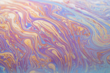 Macro picture of soap bubble psychedelic color background