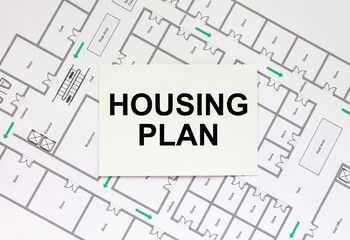 Business card with Housing Plan on a construction drawing