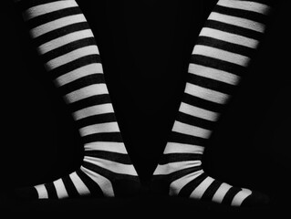 Legs with striped socks