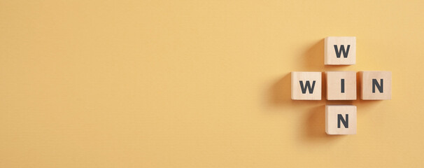 Win-Win on wooden cubes. Business. Strategy