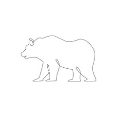 Minimalistic One Line Bear Icon. Bear one line hand drawing continuous art print, Vector Illustration. Free single line drawing of wild bear. Line drawing animal tattoo