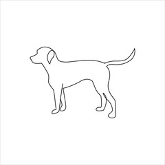 Line drawing Dog tattoo. isolated Vector Illustration. Free single line drawing of dog. Outline drawing of dog. Pets one line hand drawing continuous art print. Minimalist One Line Animals Icon