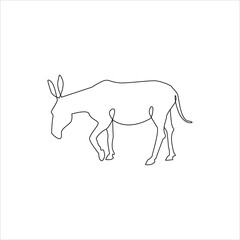 One Line Animals Minimalist Icon. Line drawing donkey tattoo. Farm animals one line hand drawing continuous art print, Vector Illustration. Free single line drawing of donkey