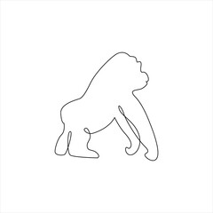 Minimalistic One Line Monkey or Gorilla Icon. Gorilla monkey one line hand drawing continuous art print, Vector Illustration. Free single line drawing of gorilla. Line drawing animal tattoo