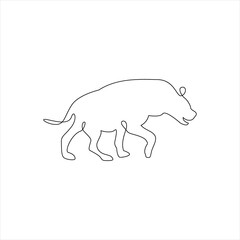 Minimalistic One Line Hyena Icon. Line drawing animal tattoo. Hyena one line hand drawing continuous art print, Vector Illustration. Free single line drawing of Hyena