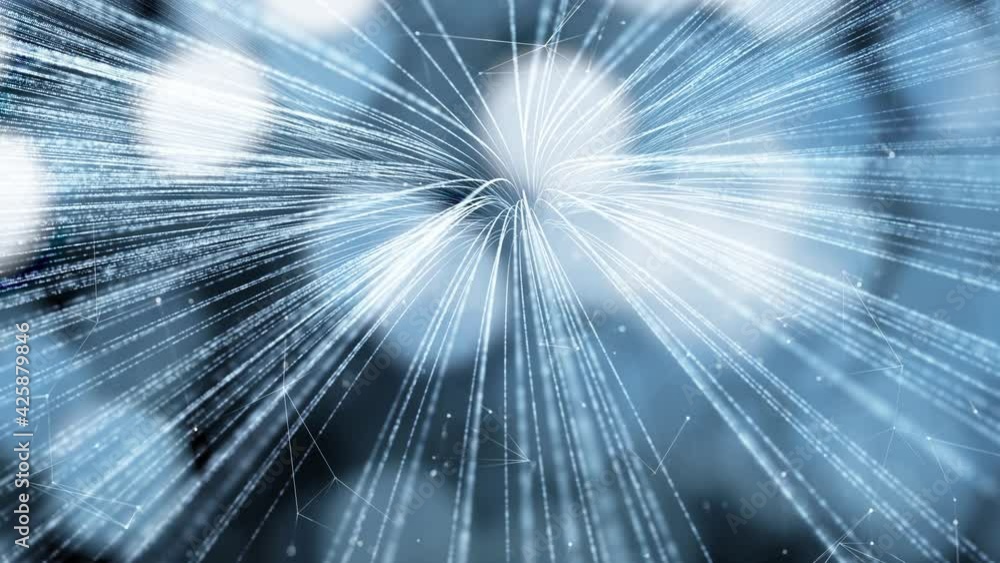 Poster artistic digital data transmission via fiber optical fibers. flashing light effect animation.