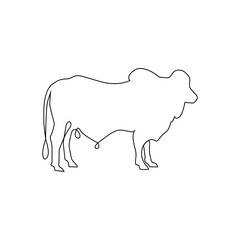 Minimalistic One Line Cattle Ox, Goat or Bull Icon. Line drawing Cattle bull. one line hand drawing continuous art, Vector Illustration. Free single line drawing of farm animals