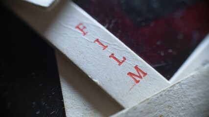 Close up of old vintage slide films shallow depth of field