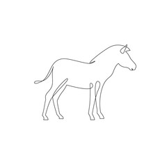 Minimalistic One Line Zebra Icon. Line drawing animal tattoo. Zebra one line hand drawing continuous art, Vector Illustration. Free single line drawing of zebra