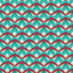 Japanese Watercolor Seamless Pattern. Tie-Dye, Wabi Sabi. Floral Geometric Male Winter Pattern. Geometric Hand Painted Textile Texture. Textured Paint Brush Asiatic Teal. Watercolor Brush Paint.