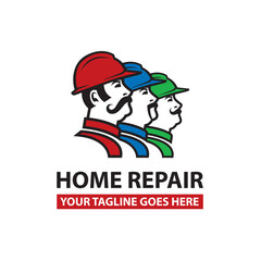 icon of men builders in safety helmet isolated on white background