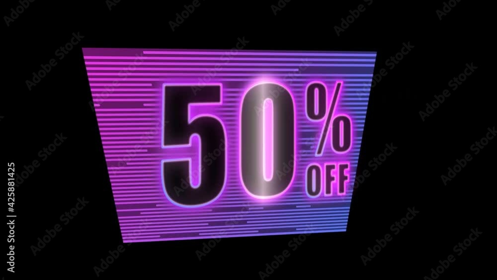 Wall mural neon sticker 50 percent discount loop. 3d rendering