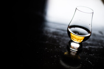 Close up shot a Glencairn whisky glass