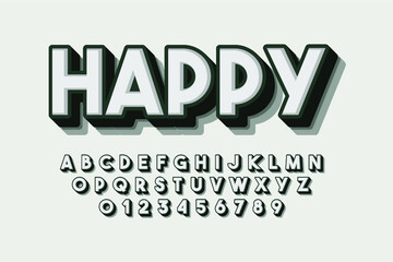 Vector of stylized bold font and alphabet