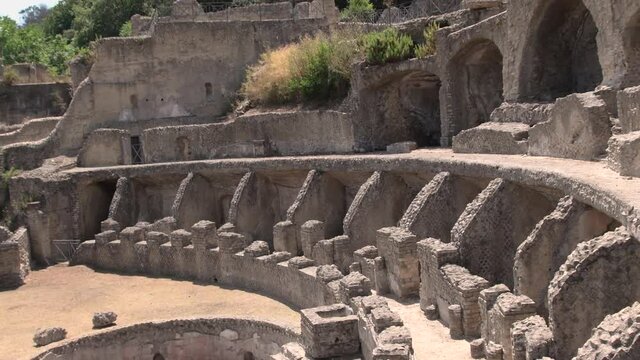 Villa dell'ambulatio and thermae in the Archaeological Complex of ancient Roman baths of Baia. Campi Flegrei regional park, Bacoli, Naples, Campania, Italy
