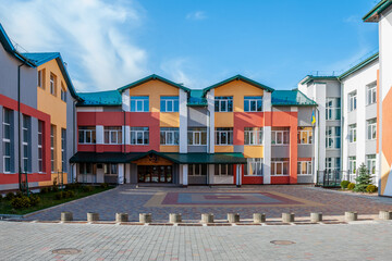 Fototapeta na wymiar Truskavets, UKRAINE - April, 2021: educational complex secondary school number two gymnasium.