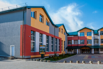 Truskavets, UKRAINE - April, 2021: educational complex secondary school number two gymnasium.