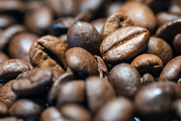close up of fresh coffee beans
