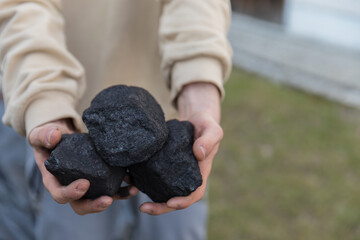 hard coal in the hands