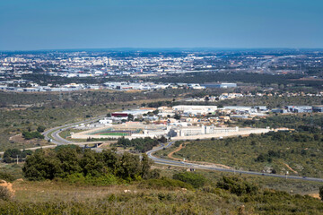 View on Villeneuve-lès-Maguelone jail and the city of Montpellier behind