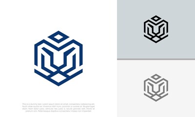 Tiger abstract logo template. line art vector