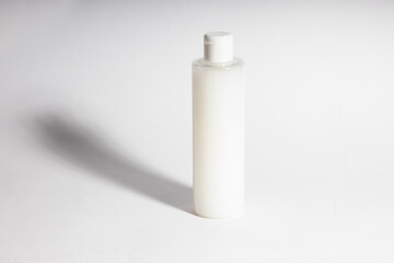 Plastic containers without labels or brand on a white background. 