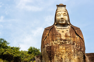 Fototapeta na wymiar The Stone Oya Peace Kannon Statue in Tochigi, Japan
