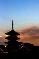 Toji Temple Pagoda in Kyoto at Sundown