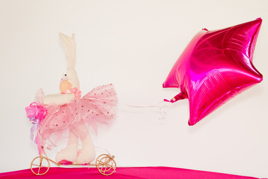 Stuffed animal for Easter bunny decorations as a homemade craft for table decor for Passion Sunday as part of the celebration of a religious festival