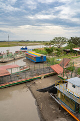 View from the Carlos Llenas bridge, on the Metica river, Puerto Lopez, Meta, Colombi