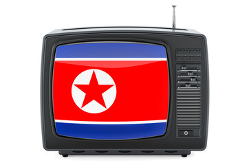 North Korean Television concept. TV set with flag of North Korea. 3D rendering