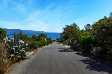 View of sea on Cote d'Azur mediterranean coast