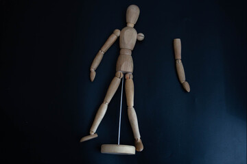 poses of a wooden man for drawing on a black background