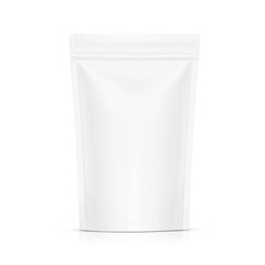 Pouch bag mockup on white background. Vector illustration. Front view. Can be use for template your design, presentation, promo, ad. EPS10.	
