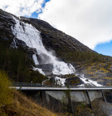 Langfossen, a waterfall located in the municipality of Etne in Vestland County, Norway