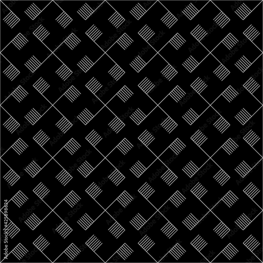Poster geometric of line art pattern. design diagonal flags white on black background. design print for ill