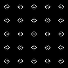 Abstract of corner shape pattern. Design eyes white on black background. Design print for illustration, texture, wallpaper, background. 
