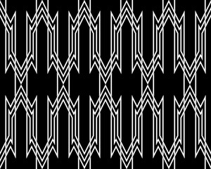 Geometric of line art pattern. Design ethnic style white on black background. Design print for illustration, texture, wallpaper, background. 