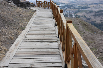 wooden bridge in the mountains of Antique city Bergama,İzmir