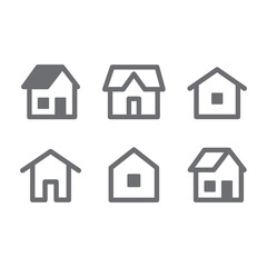 House vector icon set. Home simple linear symbols.
