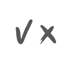 Check marks hand drawn style. Green Tick and red x. Approval vote symbols.
