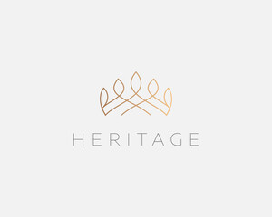 Graceful linear crown logo design template. Creative royal king queen symbol. Premium boutique, jewelry, wedding salon logotype design concept icon. © iamguru