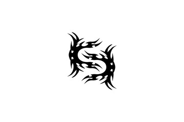 Abstract Letter S Tribal Tattoo. Design Vector.