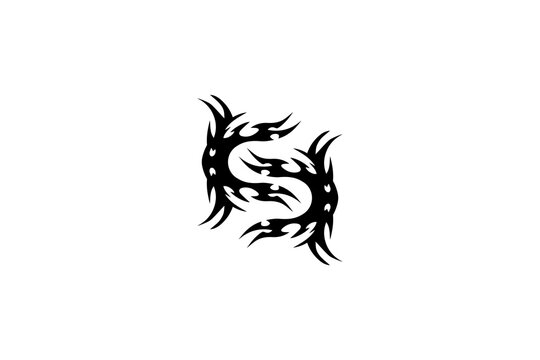 Abstract Letter S Tribal Tattoo. Design Vector.