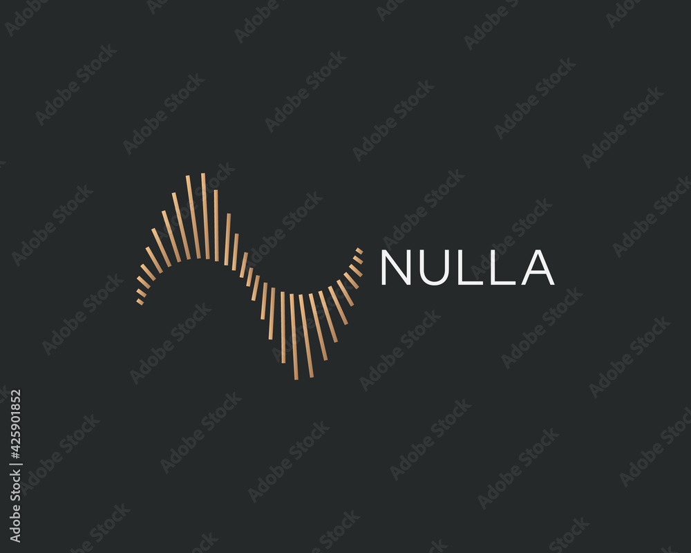 Poster abstract linear logo template. wave flow logotype symbol. premium motion stream water aqua vector ic